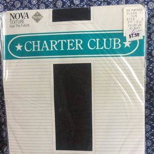 Jet Black Texture Panty Hose NOS Size B NOVA by Charter Club